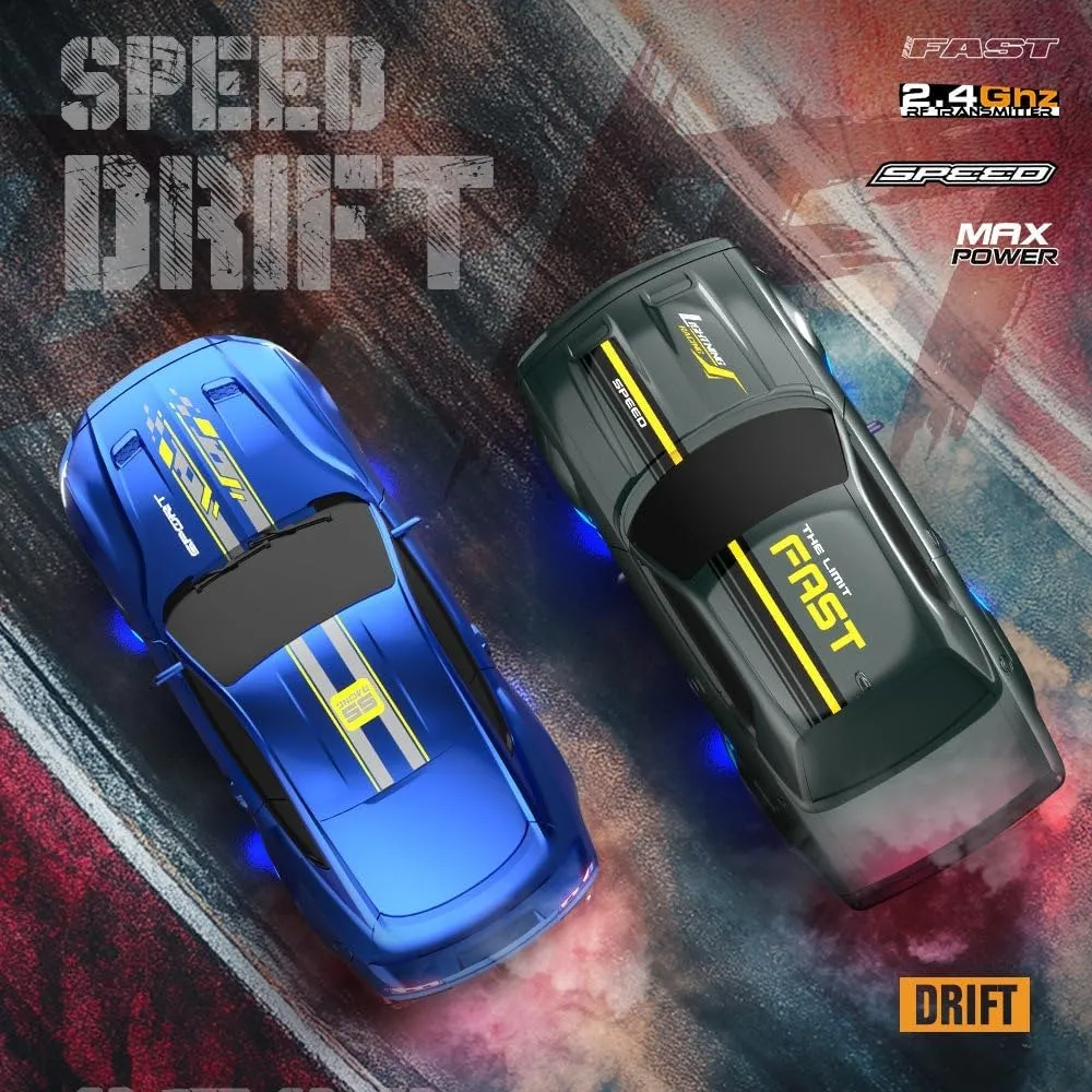 1/43 Scale RC Drift Car, 2.4GHz Full-Proportional High-Speed 15KM/H Drift Racing Car with LED Lights, 4WD Mini RC Vehicle Model for Adults & Hobbyists