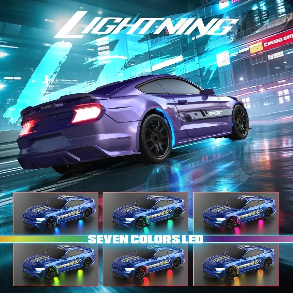 1/43 Scale RC Drift Car, 2.4GHz Full-Proportional High-Speed 15KM/H Drift Racing Car with LED Lights, 4WD Mini RC Vehicle Model for Adults & Hobbyists
