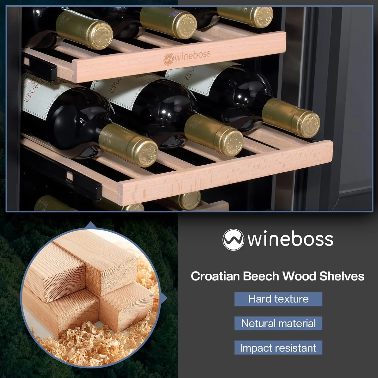 15 Inch Wine and Beverage Refrigerator, 13 Bottle & 48 Cans Dual Zone Wine Cooler, 37-65°F, Freestanding/Under Counter Beverage Fridge with Stainless Steel Tempered Glass Beech Shelves Lock