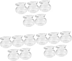 15 Pcs Mini Fish Tanks Glass Ornaments, Diy Dollhouse Accessories, Transparent Miniature Fish Bowls for Desktop Decor, 0.98x0.98x0.79in, Ideal for Mini House Scenes