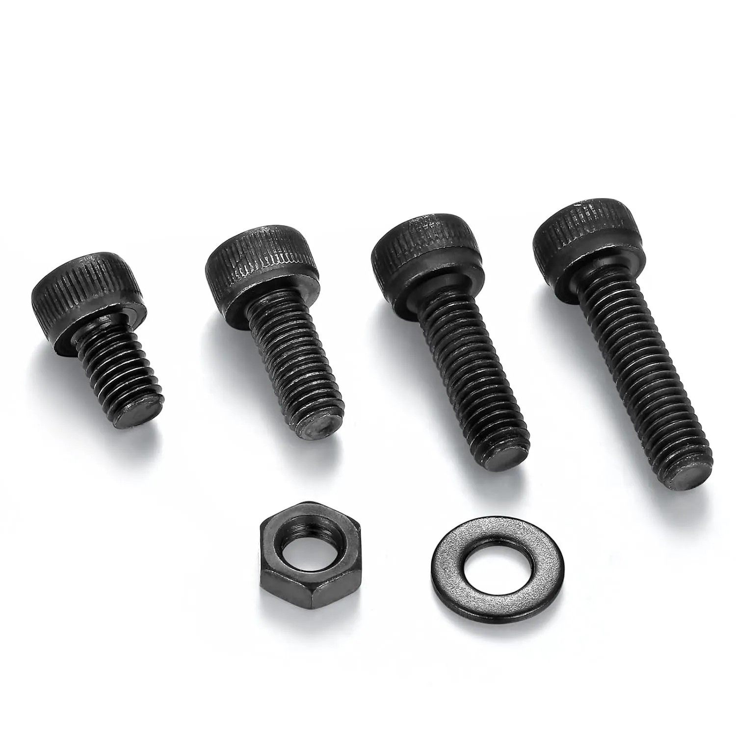 1500 Pcs Metric Fastener Kit Bolts, Nuts & Washers. 12.9 Grade Alloy, Black Zinc. for Home Repair & DIY. Includes M2-M4 Screw Sets, Machine Screws, Set Bolts. Comes with 4 Hex Wrenches.