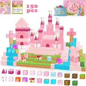 150PCS Magnetic Blocks Princess Toys, Magnetic Building Blocks Cubes Tiles, STEM Sensory Outdoor Toys for Kids Toddlers Boys Girls Ages 3 4 5 6 7 8 Easter Birthday Gifts