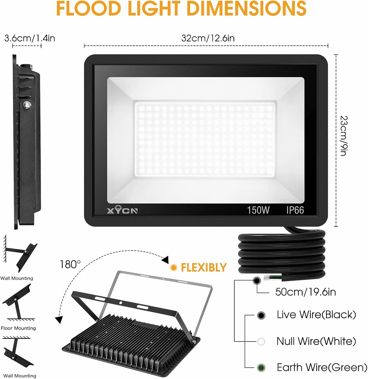 150W LED Flood Light Outdoor,2 Pack 15500LM Super Bright Security Light,IP66 Waterproof Floodlight,5000K Daylight White LED Exterior for Basketball Court, Stadium, Playground