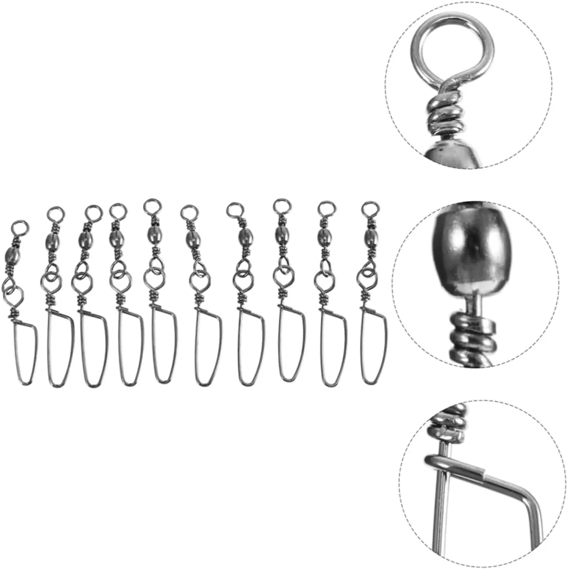 160 Pcs Swivel Curved Pins Fishing Swivel Lock Snap Fishing Snap Connectors Rolling Swivel Fishing Snap
