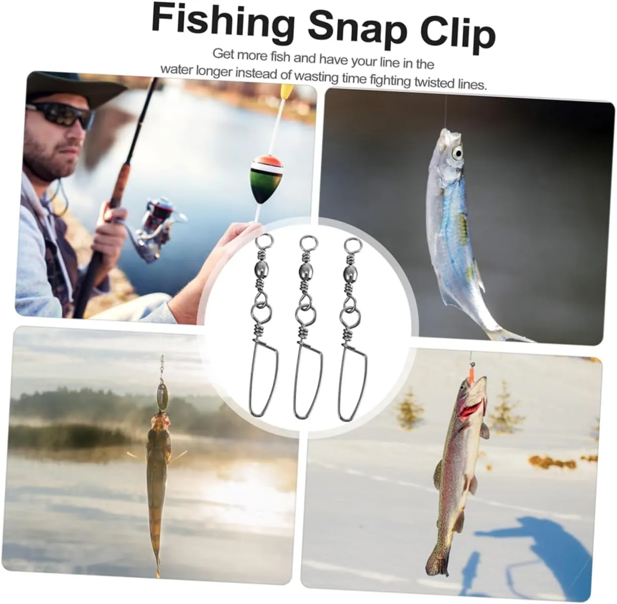 160 Pcs Swivel Curved Pins Fishing Swivel Lock Snap Fishing Snap Connectors Rolling Swivel Fishing Snap