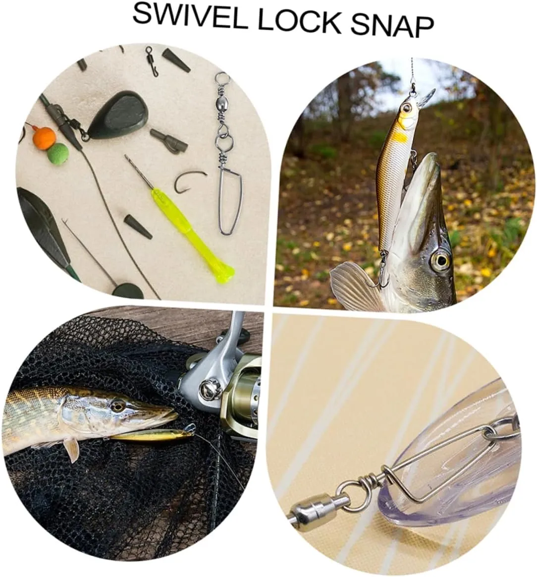 160 Pcs Swivel Curved Pins Fishing Swivel Lock Snap Fishing Snap Connectors Rolling Swivel Fishing Snap