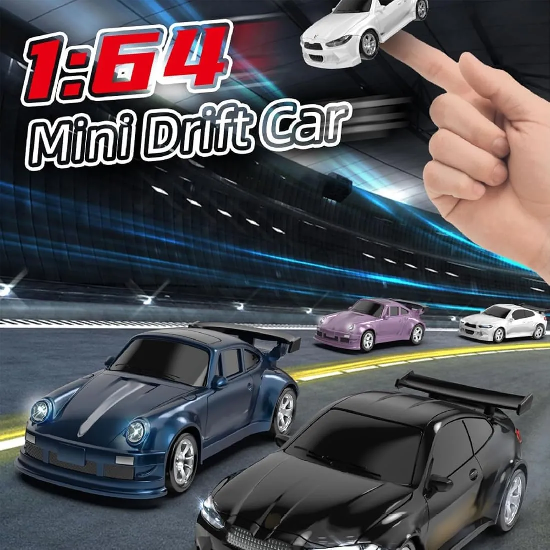 1/64 Scale Drift RC Car, 2.4Ghz Desktop Mini Racing Drift Remote Contrl Car Model, 4WD Mini RC Vehicle Hobby Gift for Adults
