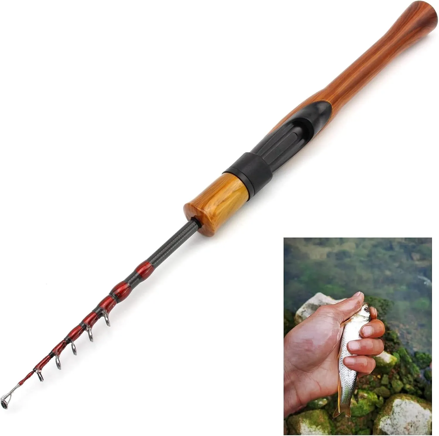 1,68m 1,8m Ul Power Carbon Fiber Lure Fishing Rod, Telescopic Rotating Bait Fishing Rod, Bait Weight 1-5g, Small Fishing Rod for Children Beginners, 41cmMini Fishing Rod ZYHYD