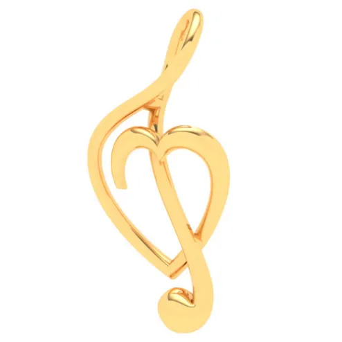 18KT Musical Note And Heart Shape Gold Pendant From Online Exclusive Collection