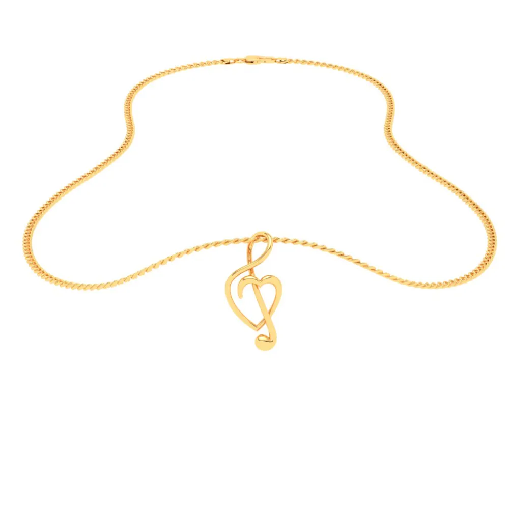 18KT Musical Note And Heart Shape Gold Pendant From Online Exclusive Collection