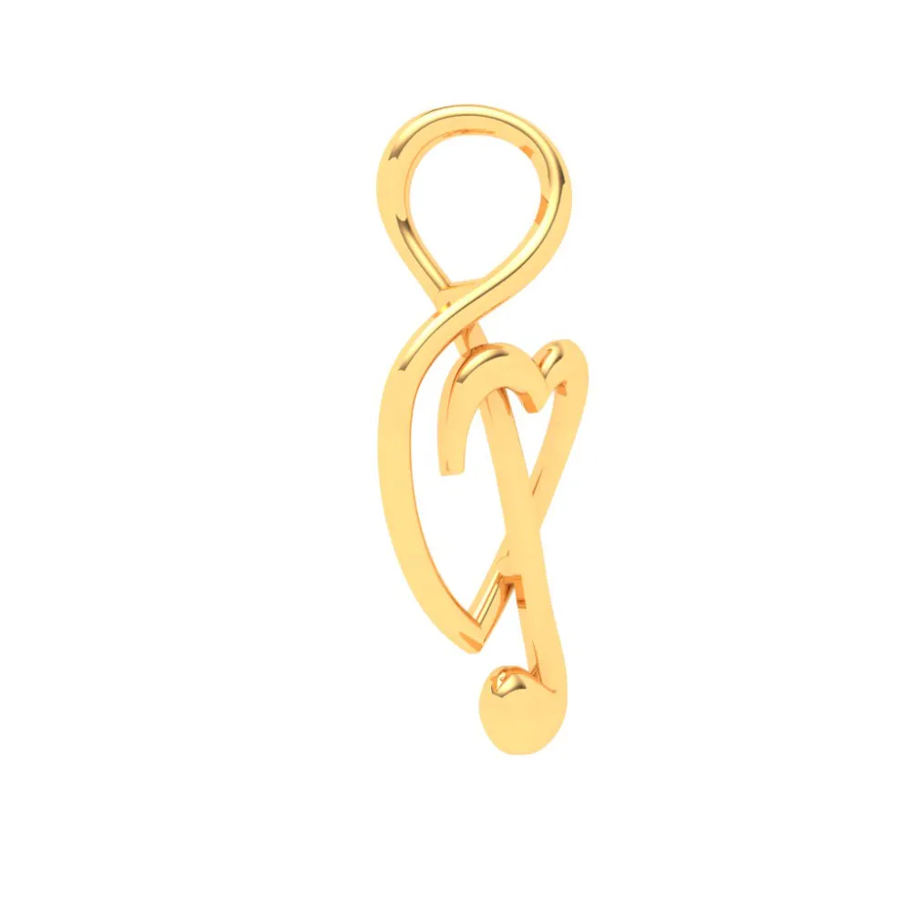 18KT Musical Note And Heart Shape Gold Pendant From Online Exclusive Collection