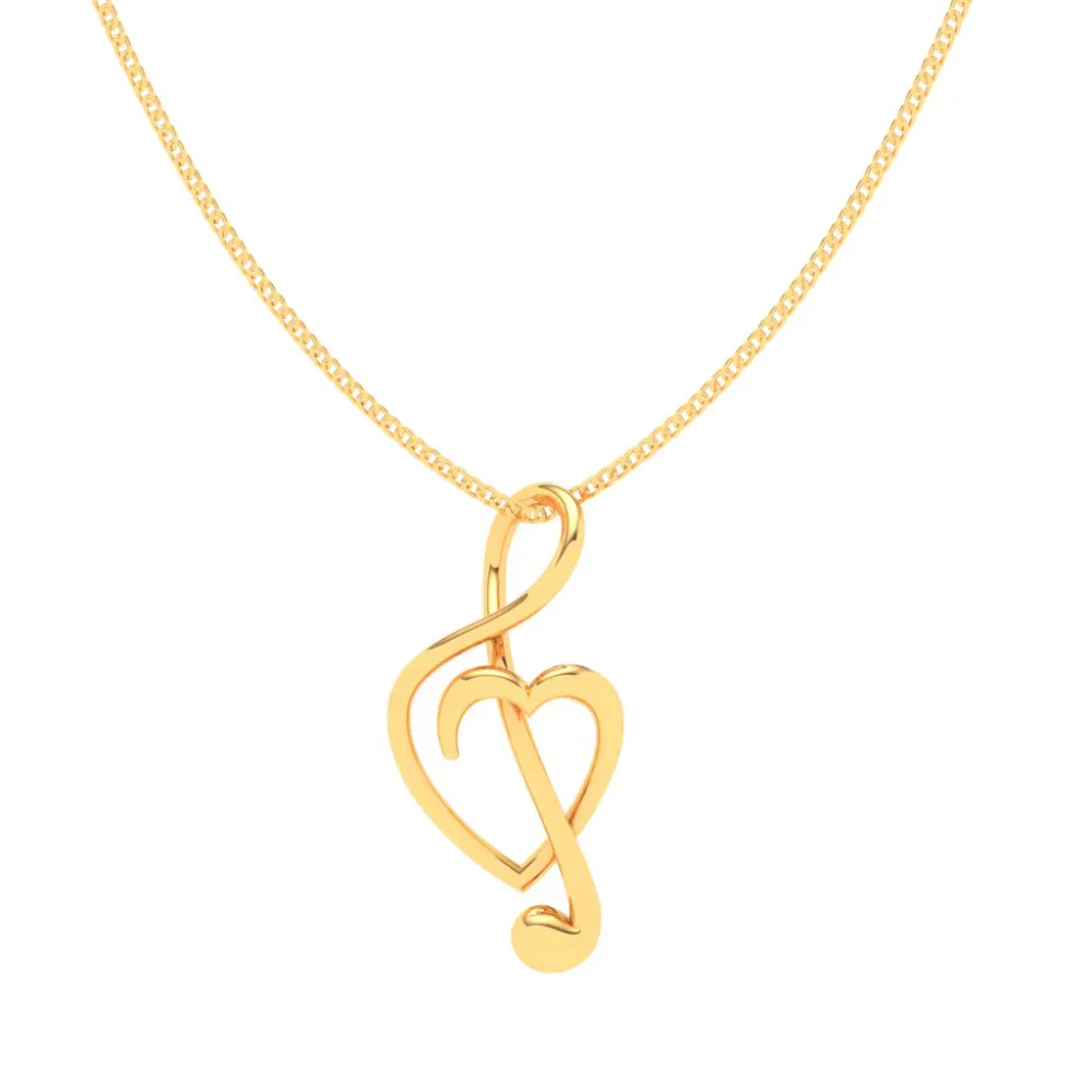 18KT Musical Note And Heart Shape Gold Pendant From Online Exclusive Collection