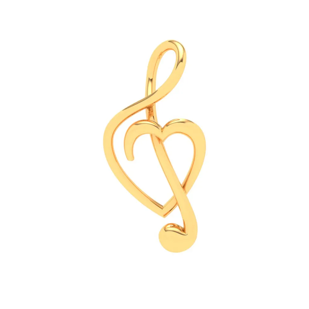 18KT Musical Note And Heart Shape Gold Pendant From Online Exclusive Collection