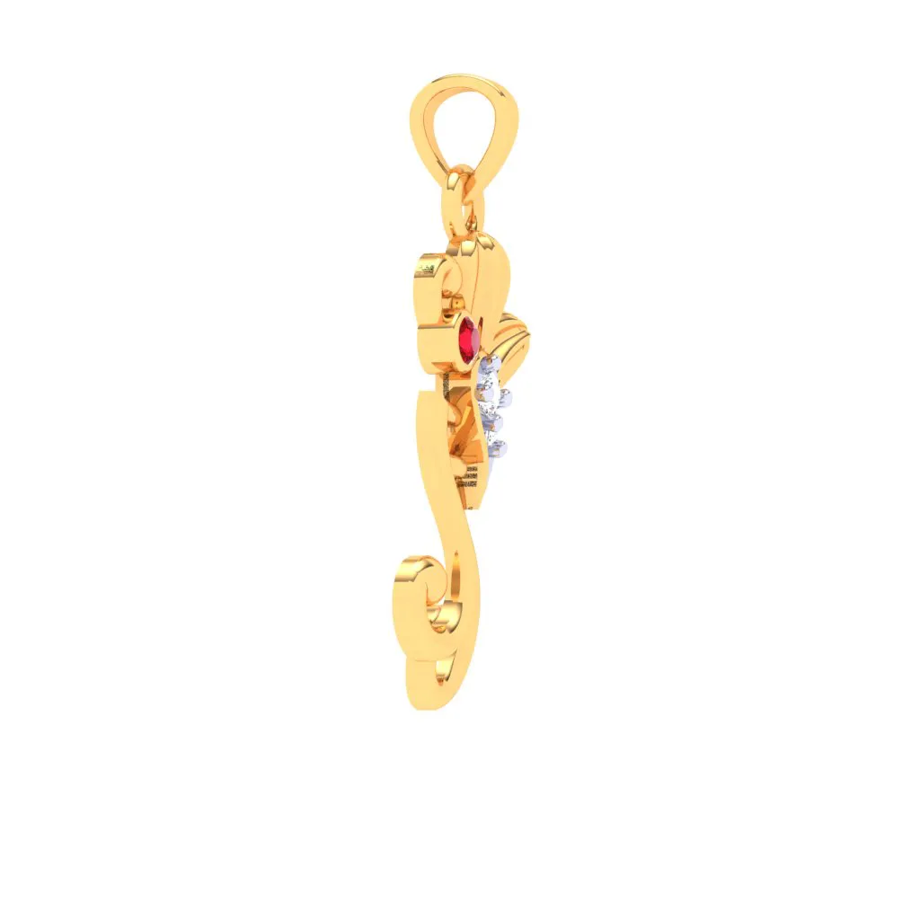 18KT Musical Note Butterfly Gold Pendant From Diamond Collection