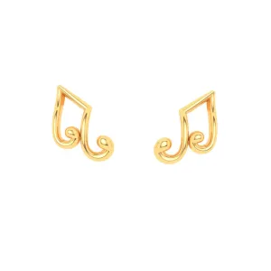 18KT Musical Note Gold Stud Earrings From Online Exclusive Collection