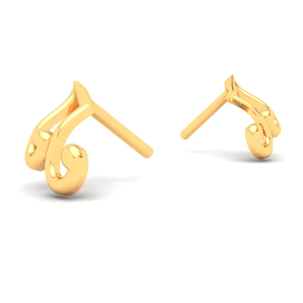 18KT Musical Note Gold Stud Earrings From Online Exclusive Collection