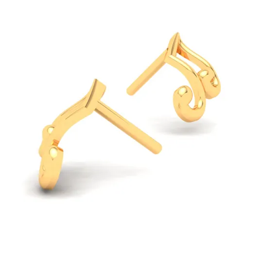 18KT Musical Note Gold Stud Earrings From Online Exclusive Collection