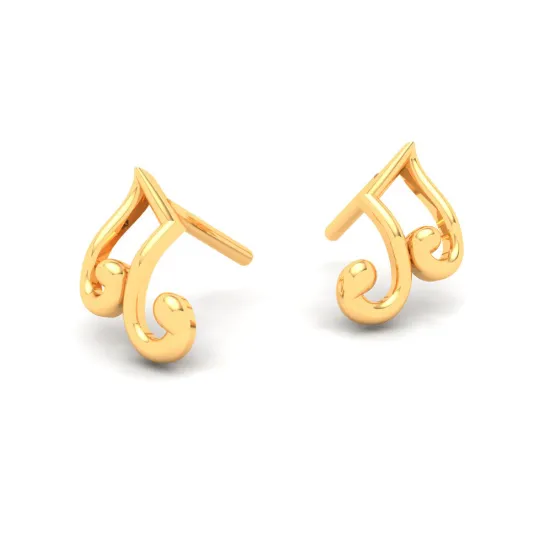 18KT Musical Note Gold Stud Earrings From Online Exclusive Collection
