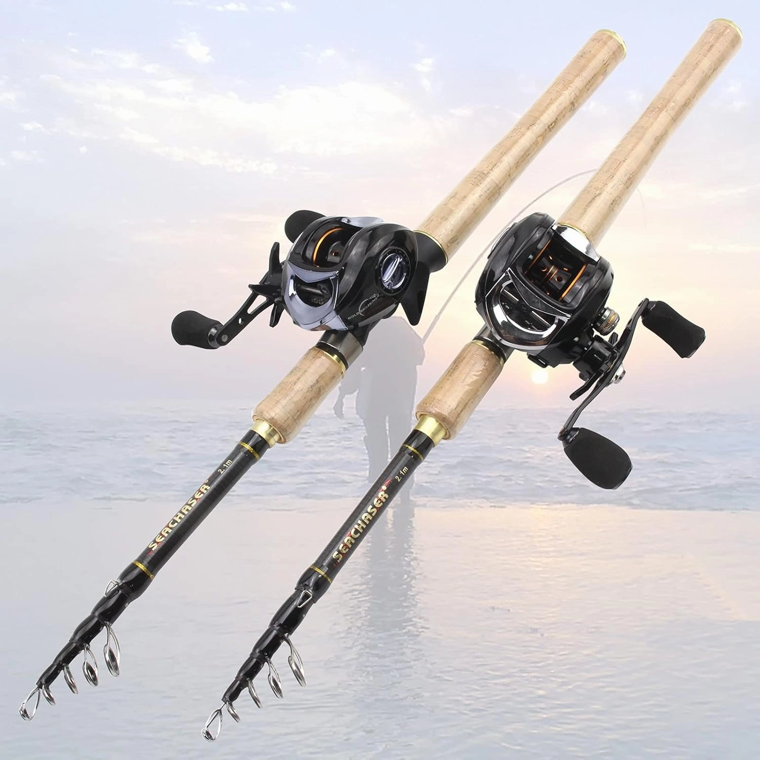 1.8M-2.7M High Carbon Cast Fishing Rod, Cast Wheel Fishing Line Bait Set, Portable Fishing Gear Set with Bag, High Carbon Fiber Trout Rod, Beginner Fishing, Surf Fishing Rod ZYHYD