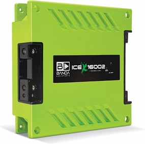 1-Ch. Vehicle Audio Bass Amplifier - 1900W High-Powered Mono Bass Amp w/Subsonic Filter and Low Pass Filter Stable at 2 ohms, LED Indicators, Sound Specialization, Green - BANDA ICEX1600.2GREEN