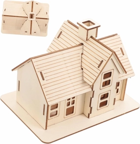 1 Set Wooden House Puzzle Model Kit DIY Assembly for Adults Creative Log Birthdays and Christmas Fun and Decorative Home Display