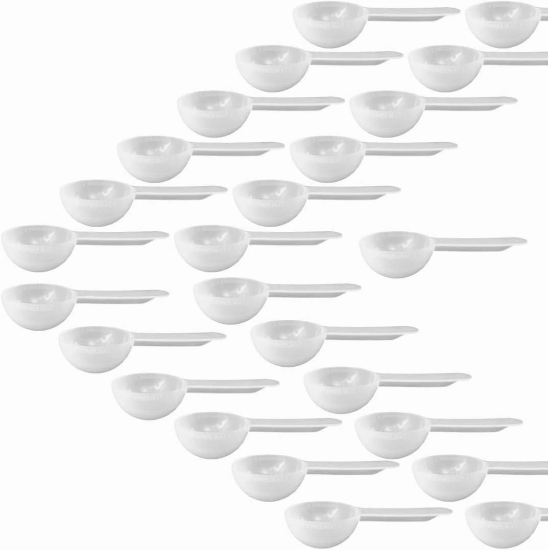1 Tablespoon Measure Spoon Short Handle Scoops for Canisters by powbab. Made in USA. Dual Use Powder Measure for 1 Teaspoon up to 1 Tablespoon Scoop. Protein, Spices, Coffee Scoop. BPA Free (25 count)
