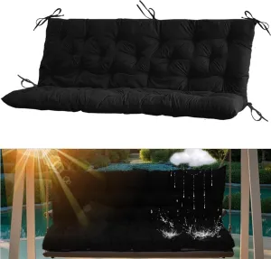 2-3 Seat Swing Replacement Cushion, Outdoor Bench Cushions with Backrest Thicken 4", Patio Furniture Garden Porch Loveseat Glider Pad Anti-Fading Waterproof (Black, 40x60in)