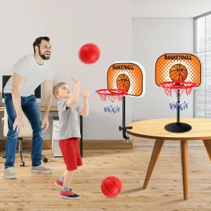 2 in 1 Mini Tabletop Basketball Hoop Indoor Desktop Basketball Hoop Set with Clips and Suction Cup with Two Balls, Portable Mini Hoops for Desk Table Office Bedroom Basketball Toys for Kids and Adult