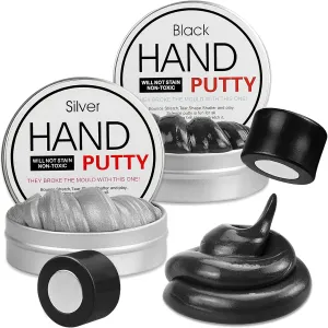 2 Pack Magnetic Slime Putty with Magnet, Soft Magic Slime Hand Putty Fidget Game Stress Relief Thinking Educational Toy with Upgraded Bigger Magnet for Boys Girls Adults(Black, Silver)