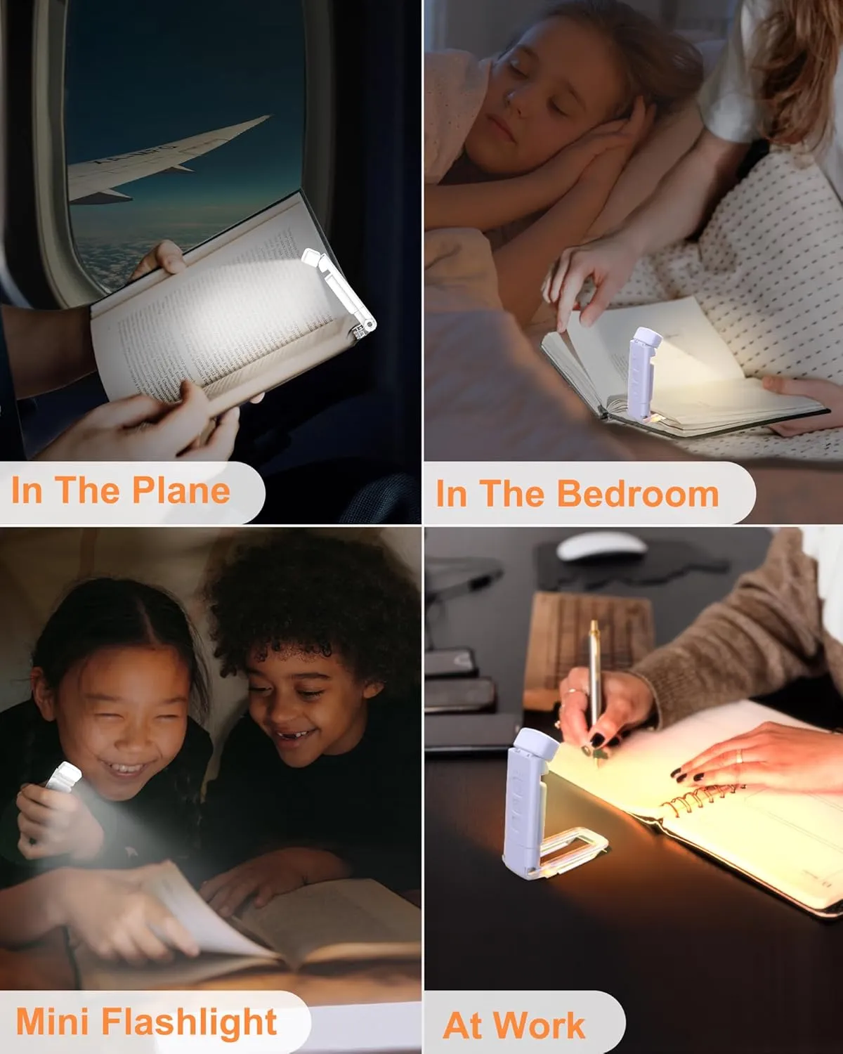2-Pack Reading Light with 6 Bookmark, Portable Book Light for Reading in Bed, 3 Colors & 5 Brightness Dimmable Eye Care, Rechargeable Book Lamp with 30/60-min Timer for Kids, Night Reading Lovers