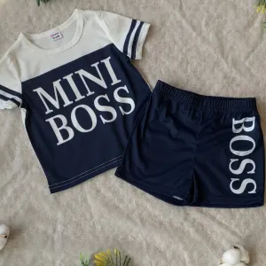 2 Piece Blue Mini Boss Short Set