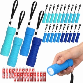 20 Pcs 9 LED Bulbs Mini Flashlight Bulk Small LED Flashlights Bulk with Lanyard for Camping Hunting Night Reading Wedding Party Favors, AAA Battery Included and Pre Installed