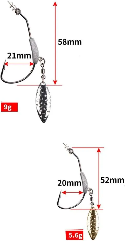 20pcs Fishing Weighted Swimbait Hooks Underspin Lead Jig Hooks Twist Lock Bass Silver 3/16oz-3/8oz