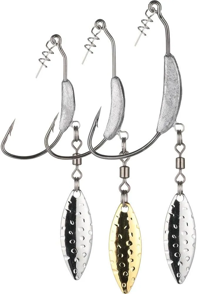 20pcs Fishing Weighted Swimbait Hooks Underspin Lead Jig Hooks Twist Lock Bass Silver 3/16oz-3/8oz