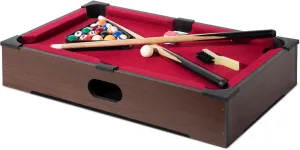 20" Mini Pool Table Set, Small Tabletop Pool Table, Portable Billiards Game Includes Small Billiards Balls, Pool Cues, Triangle Rack, Chalk, Brush for Family