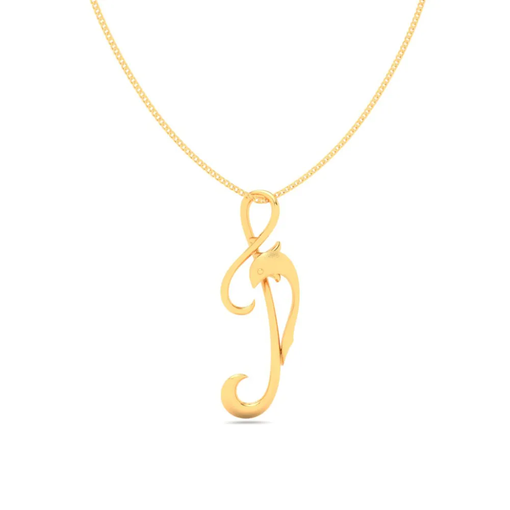 22KT Musical Note And Dolphin Gold Pendant From Online Exclusive Collection