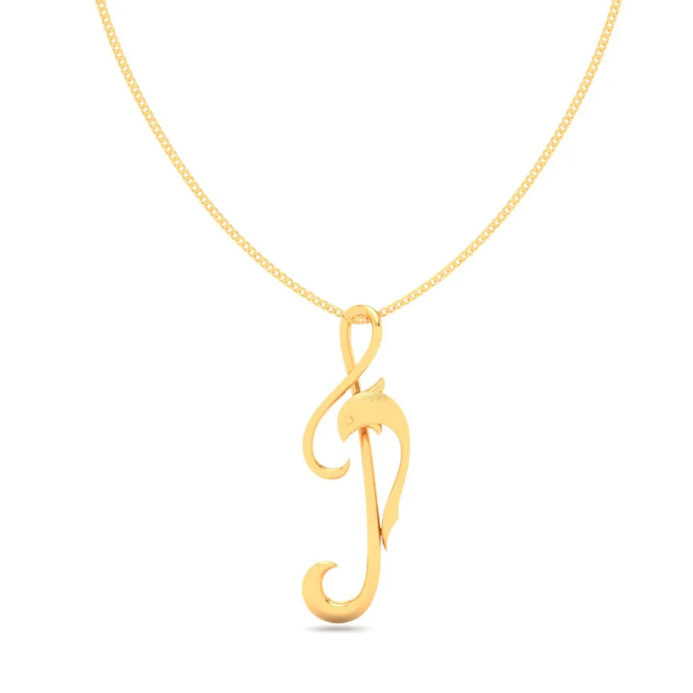 22KT Musical Note And Dolphin Gold Pendant From Online Exclusive Collection