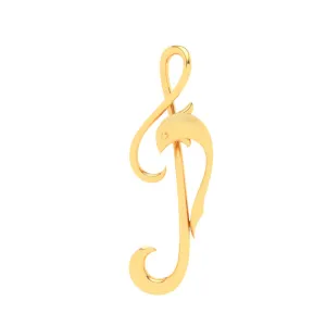 22KT Musical Note And Dolphin Gold Pendant From Online Exclusive Collection