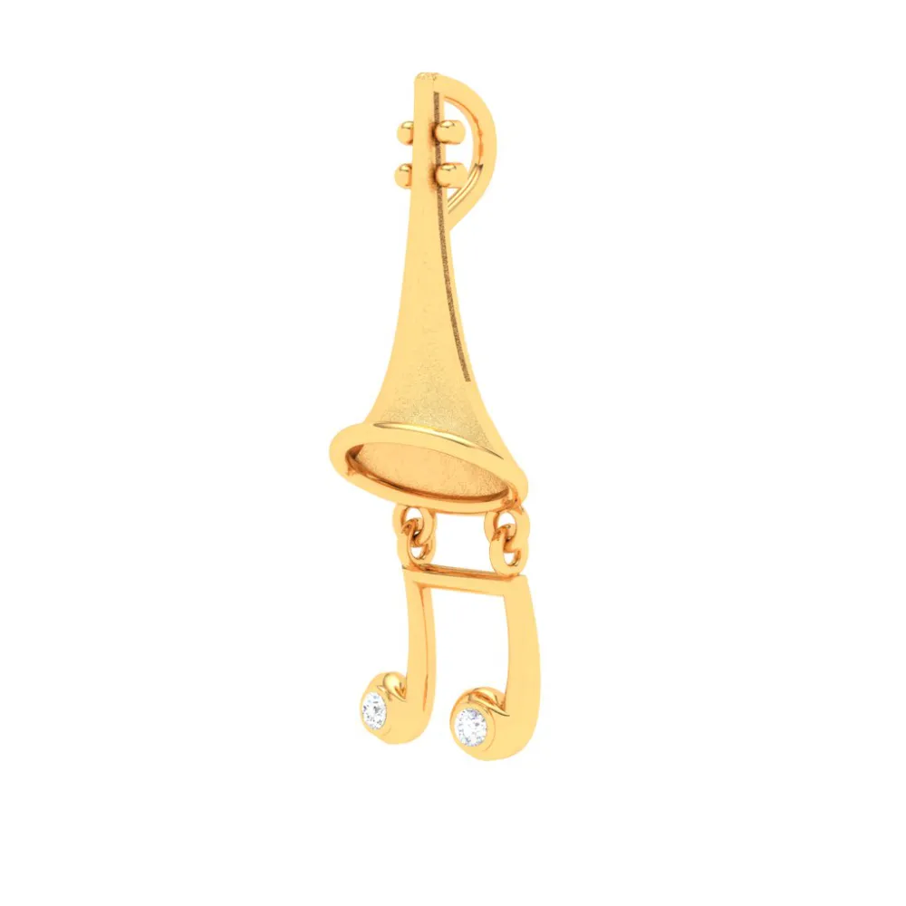 22KT Musical Note Trumpet Gold Pendant From Goldlites Collection