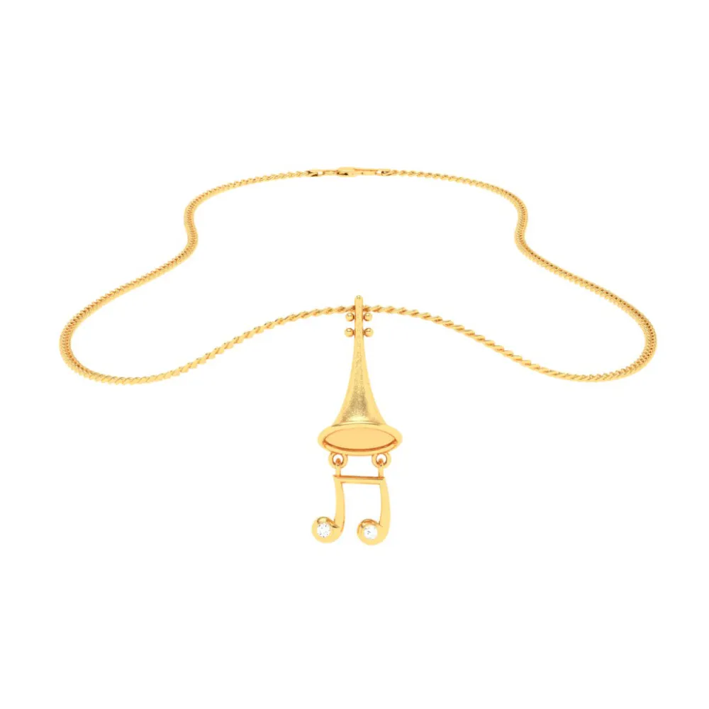 22KT Musical Note Trumpet Gold Pendant From Goldlites Collection