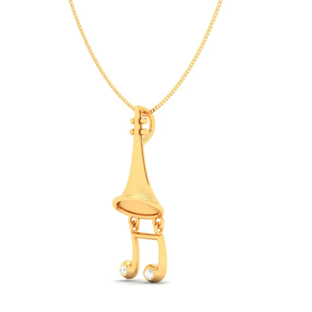 22KT Musical Note Trumpet Gold Pendant From Goldlites Collection