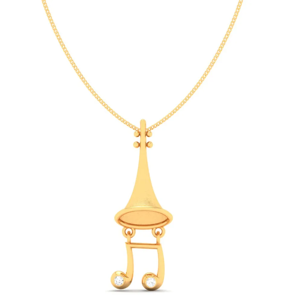 22KT Musical Note Trumpet Gold Pendant From Goldlites Collection