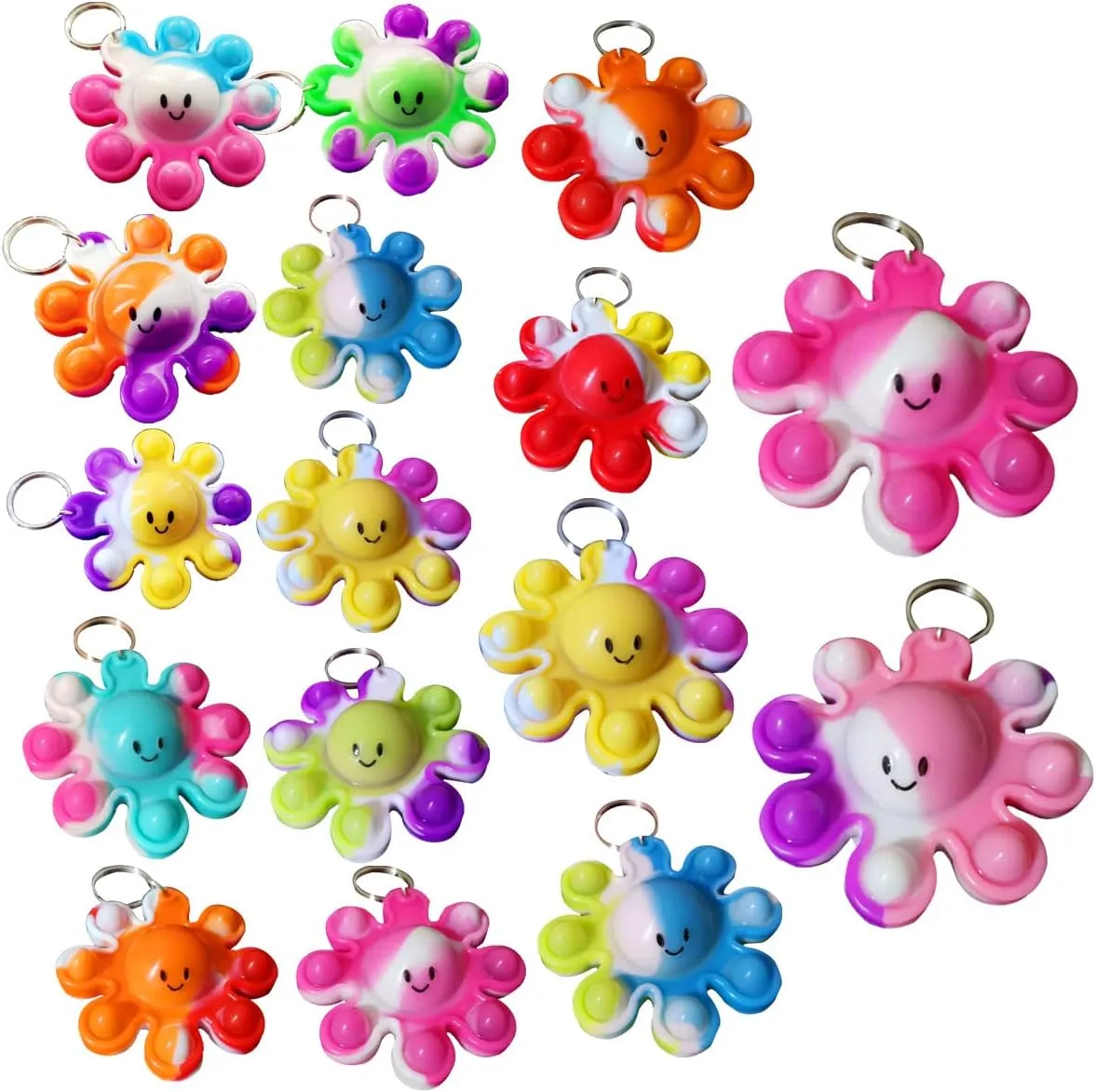 24 Packs Bulk octopus Fidget Bubble Bulk Mini Pop Keychain Fidget for Teens and Kids, Birthday Party Favors Supplies Classroom summer Student gifts