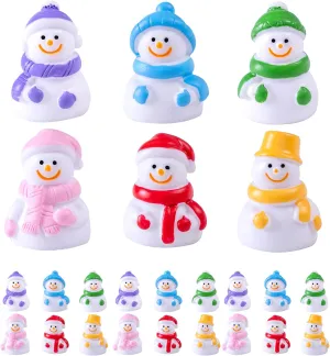 24 Pcs Mini Snowman Resin Set, Dollhouse Miniature Tiny Cute Snowman Creatures Figurines, Mini Christmas Figures,Christmas Decorations for Home