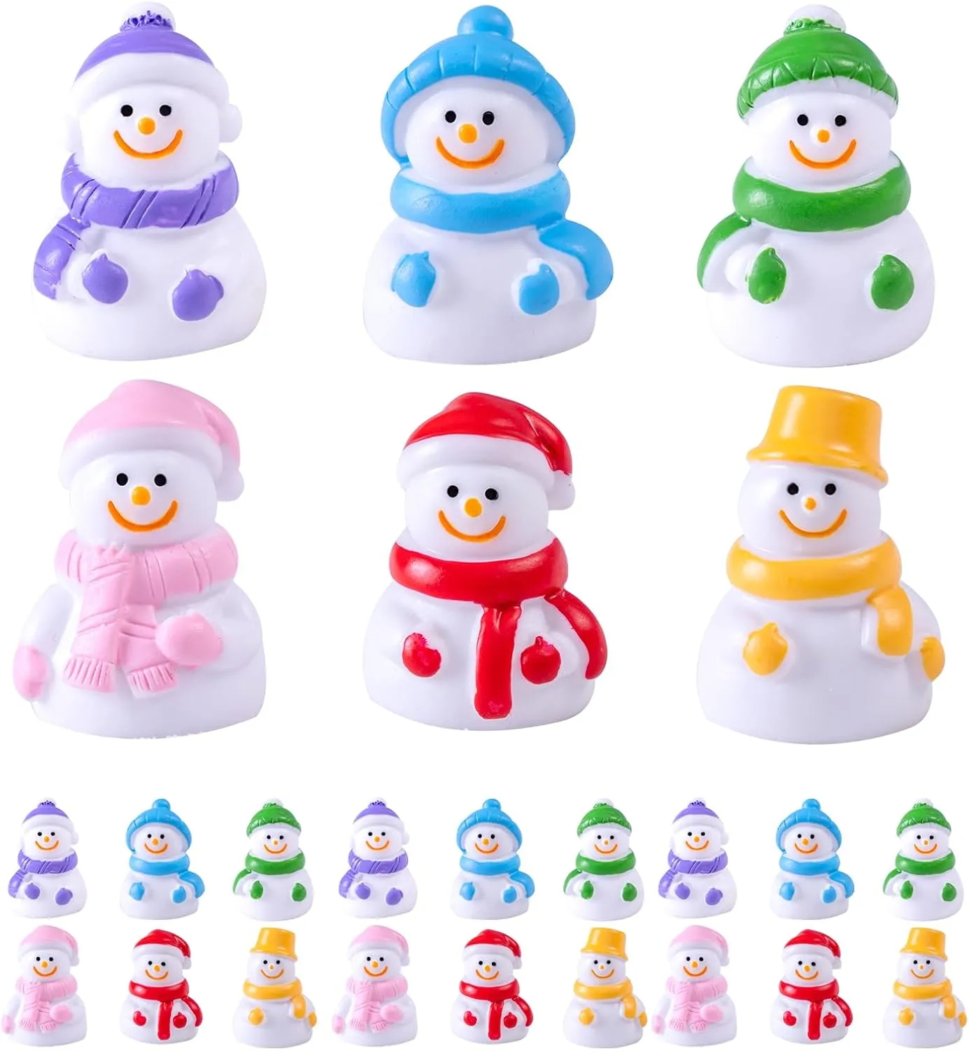 24 Pcs Mini Snowman Resin Set, Dollhouse Miniature Tiny Cute Snowman Creatures Figurines, Mini Christmas Figures,Christmas Decorations for Home