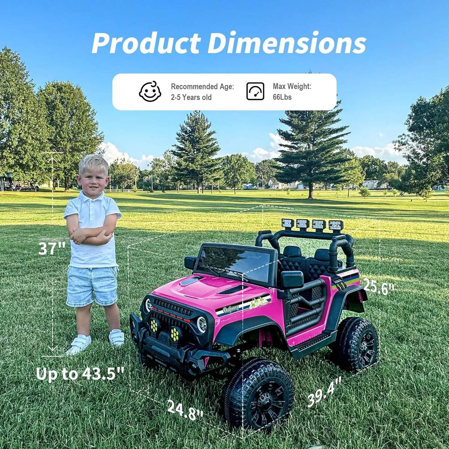 24 Volt Ride-on Truck Toy, Electric Ride on Car Vehicle for Kids with Remote, 400W Power, 5Mph Max Speed - Pink