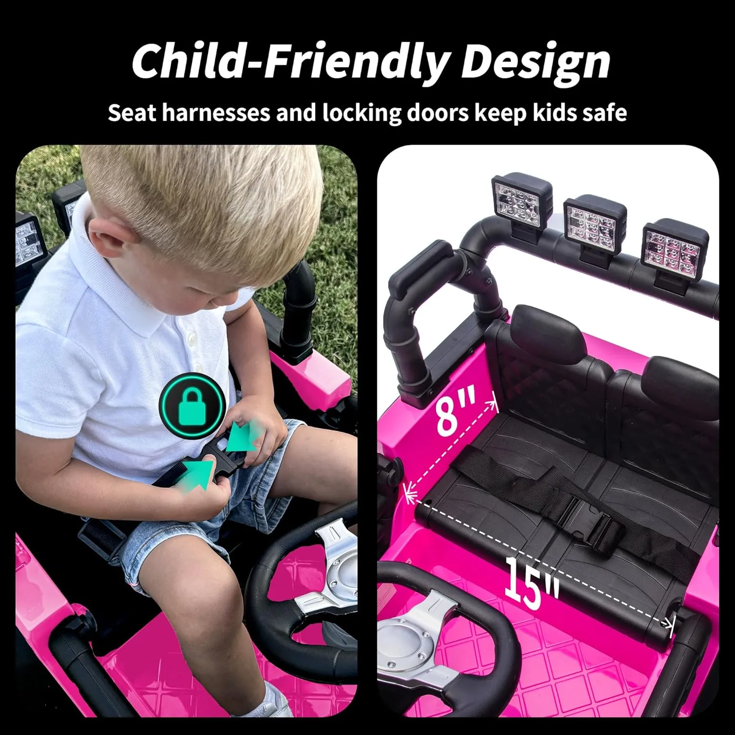 24 Volt Ride-on Truck Toy, Electric Ride on Car Vehicle for Kids with Remote, 400W Power, 5Mph Max Speed - Pink