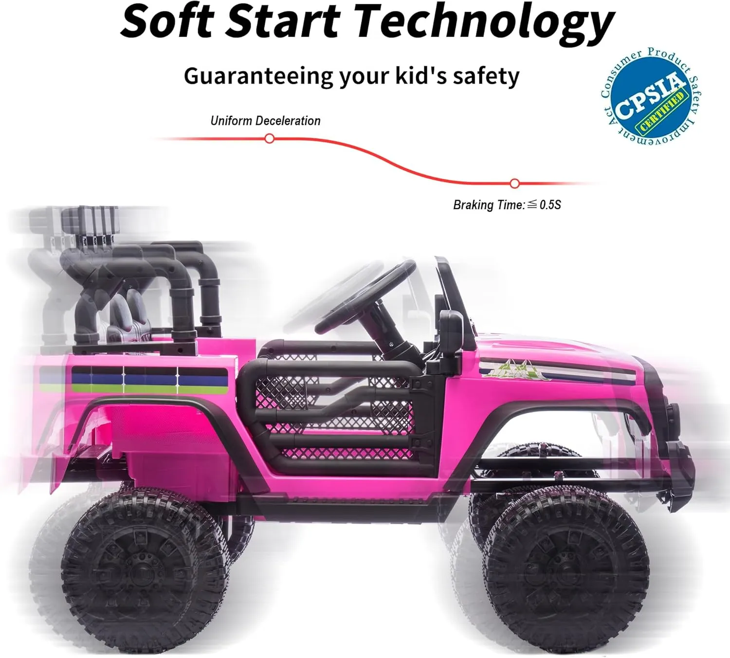 24 Volt Ride-on Truck Toy, Electric Ride on Car Vehicle for Kids with Remote, 400W Power, 5Mph Max Speed - Pink