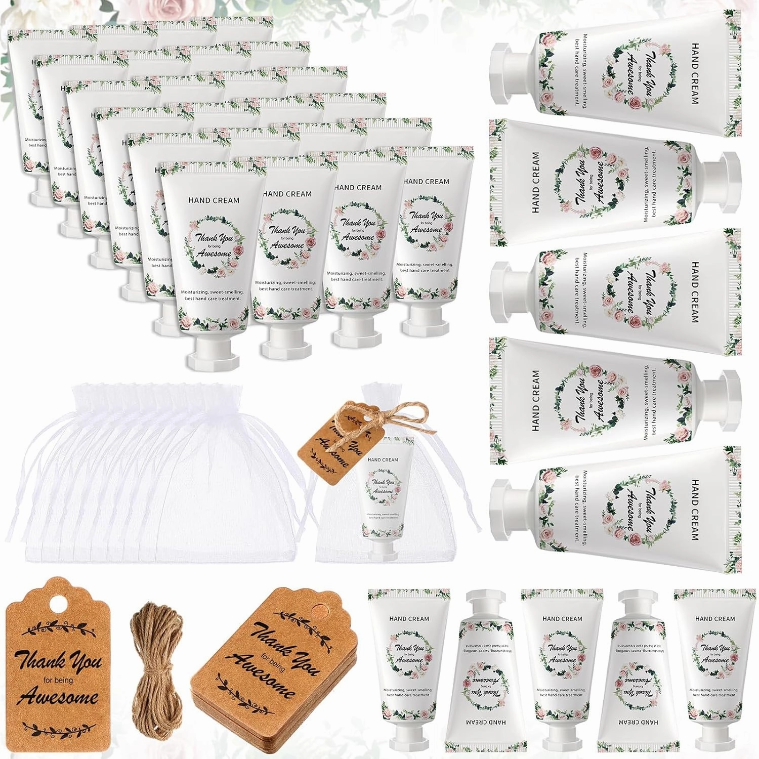 24 Sets Cna Gifts Bulk Employee Appreciation Gifts Bulk Thank You Travel Hand Cream Lotion for Staff Appreciation Inspirational Mini Lotion for Nurse Cna Week Holiday(Elegant)