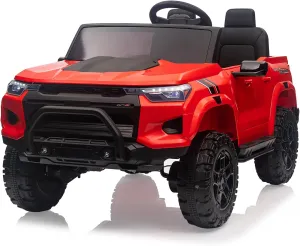 24V 2-Seater Kids Ride On Truck Electric Car for Toddlers Battery Powered Ride On Toy with Remote Control, Handle, Battery Display, Trunk, Soft Start, LED Lights, Music, Red